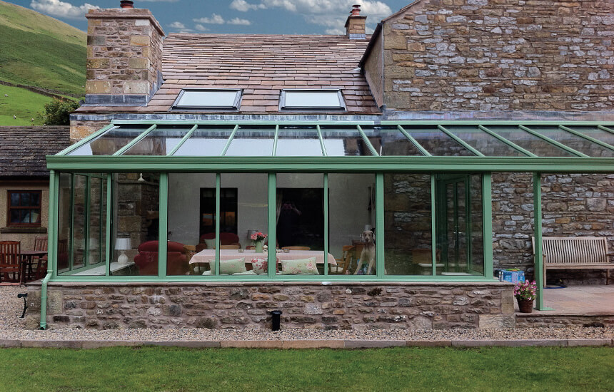 Chartwell green uPVC lean to conservatory